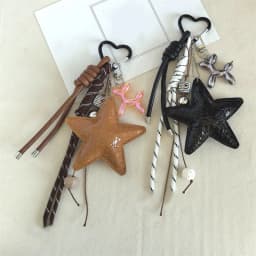 2025 New PU Leather Starfish Bag Charm Cute Decorative Keychain Decoration Fashion Braided Rope Bag Accessorie