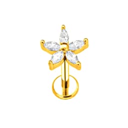 ASTM F136 G23 Titanium Flower Moon Heart Threadless Piercing Leaf Drop Pin Push in Lip Stud Daith Conch Earring 16G 18G 20G