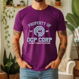 2026 Summer 100% Cotton OCP CORP Graphic Oversized Tee OCP CORP 1987 RoboCop Sci-Fi Retro Themed Short Sleeve