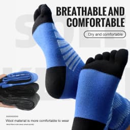 WRELS 1/3 Pairs Merino Wool Thermal Socks Men Moisture Wicking Thicken Warm Ski Hiking Cushioning Compression Sports Toe Socks