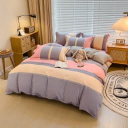 100% Cotton Brushed Quilt Cover Nordic Plaid Thickened Duvet Covers Soft Skin-Friendly Comfortable Single Double Blanket Cover