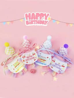 Pet Birthday Scarf Cute Delicate Lace Bib, Cat & Dog Birthday Party Celebration Prevent Saliva Towel