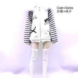 1/4 1/6 Doll's Clothes Suit for 45/30cm Bjd Doll Coat+Socks,Sweatshirts with Hood Dress Up Toys Gift Doll Accessories, No Doll
