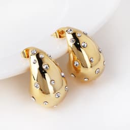 Gold-plated Colorful Zircon Chubby Water Drop Stud Earrings for Women Girls Silver Classic Trend Wedding Party Jewelry
