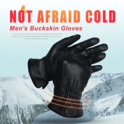 2025 New Winter man deer skin leather gloves male warm soft men's glove black three lines design men mittens sheep hair lining