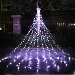 9x3.5M Christmas Decorations Star String Lights 350 LED Waterfall Tree Lights with Topper Star for Holiday Wedding Outdoor Decor