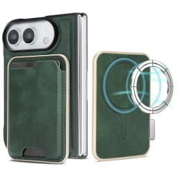 2 in 1 Detachable Card Holder Magnetic Leather Case for iPhone Ultra 18 Fold Shockproof for Magsafe Comfortable Grip Slim Cover