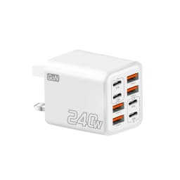 8 in 1 GaN USB C Desktop Charger 240W Fast Charge Phone Adapter Type C Cable For iPhone Samsung Xiaomi EU/US/UK Plug Charger