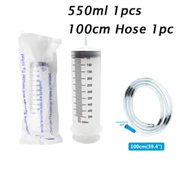 Pet Feeding Large Capacity Syringes 100ML-550ML With 1M Hose Plastic Injector Reusable Pump Nutrient Syringe Measuring Washable