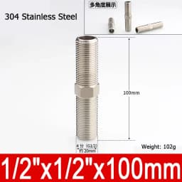 1-10pcs Nipple Connector 1/8"1/4"3/8" 1/2" 3/4"1" Stainless Steel Double Male Thread Equal/Reducing Connector Length 30-100mm