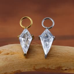 Right Grand ASTM F136 Titanium Small Kite Cubic Zirconia Charm for Lobe Ear Piercing Huggie Hoop Earrings