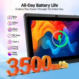 BAKEN 7-inch Tablet (Android 13, Quad-core, 2GB+32GB, Supports 1TB Expansion, WiFi 6, Dual Cameras); Includes Protective Case