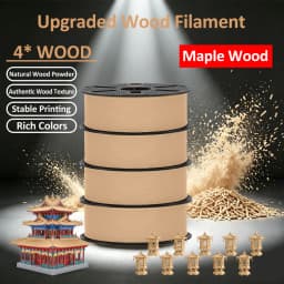 JAYO 3D Wood PLA Printer Filament 1.75mm 15% Real Wood Fibers Dimensional Accuracy +/- 0.02mm Fits Most FDM 3D Printers 4 Rolls