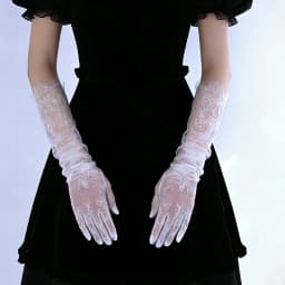 55cm Black Lace Floral Thin Sheer Long Gloves Lolita Cosplay Bridal Wedding Lady Elegant sexy Evening Party NightClub Accessorie