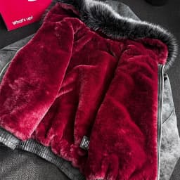 Red Faux Fur Lining PU Leather Winter Coat Man Woman Winter Warm Thicken Fleece Hooded Jacket Padded Coats