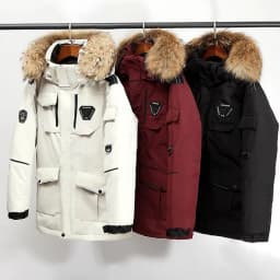 Men's Down Jackets Big Real Fur Collar Warm Parka -30 Degrees Men Casual 90% White Duck Down Coats Winter Snow Thicken Overcoat