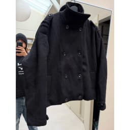 Men Cropped Coat Loose Stand Collar Double Breasted Woolen Jacket Epaulet Design Streetwear Thick Warm Autumn Winter Outerwear