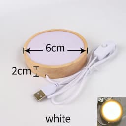 1-4Pcs Crystal Glass Wooden LED Light Display Base Art Ornament Wooden Night Lamp Base Home LED Light Rotating Display Stand