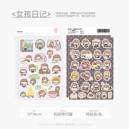 WAKAWAKA Kawaii Diary Stickers 3 Style Options 2 Sheets Washi Paper Special Oil Print Kiss Cut for Journal Scrapbooking Planner