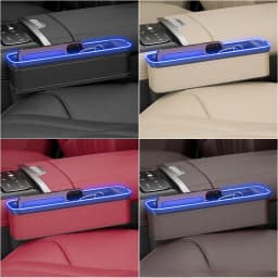LED Car Crevice Storage Organizer Box Car 2 USB Charging Colour Light Seat Gap Storage Box Auto Interior Stowing Tidying
