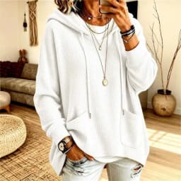 Casual Long Sleeve Sweatshirt Loose Fit with Pullover Irregular Hooded Hoodie Standard Length Women Sweatshirts