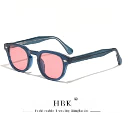 HBK Retro Round Men Sunglasses Punk Propionic Acid Pin Temple Luxury Sun Glasses Women Sports Leisure Party Eyewear UV400