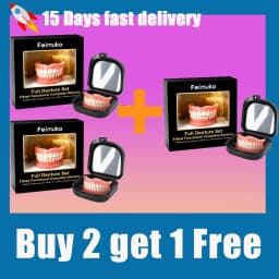 Premium Custom Upper & Lower Full Mouth Silicone Dentures, Lifelike Natural Teeth All-Day Comfort Boost Confidence & Oral Care