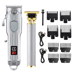 Professional Cordless Hair Clipper Set with Digital Display, T-Blade Trimmer & Hair Clipper & Guide Combs Hair Grooming for Men’s Barber Salon-Grade Haircutting at Home Gifts for Men