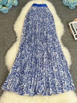 Polka Dot Print High Elegant A-line Pleated Long Skirt For Women 2025 Spring autumn Office Lady Casual Leopard Skirts