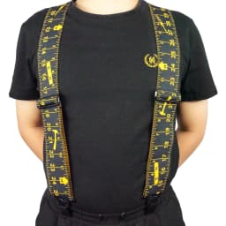 KUNN Men Suspender Tape Measure Pattern Suspender Fully Strength Elastic with Heavy Duty Clip Ruler Suspenders