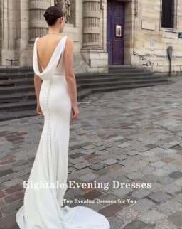 Eightale Beach Wedding Dress O-Neck Customized Ivory Backless Bridal Gown Mermaid Bride Party Dress Vestido De Novia
