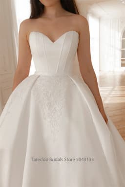 Customized Luxury 2 in 1 Bridal Dress Two Pieces Wedding Gown with Detachable Skirt Matte Satin Material Chapel Train Design