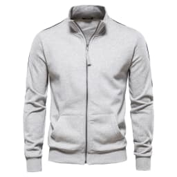 Men's Long Sleeve Sweatshirt Cotton-blend Solid Zipper Design  Sweatshirt for Men Clothing Sportswear Slim Fit Casual Jacket