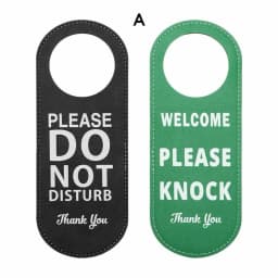 1PC 22.5x8.5CM Door Sign Do Not Disturb Please Knock Hanger Leather Tags Label Warning Bulletin Board For Hotel Mall Office