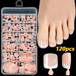 100Pcs White Short Square Flase Toenails Summer Press On Toes Full Cover Tips Pure Color Acrylic Artificial Wearable Toenails*8K
