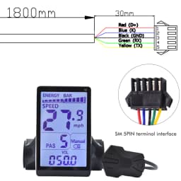 (Custom)UART2 Electric Bike Bicycle LCD Display Meter SM/Waterproof Connection Plug Ebike Intelligent Display