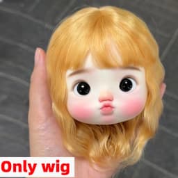 Blyth doll wig soft wavy curving air bangs Long hair Short hair High Ponytail for Big Size Head Doll DianDian Wig 9-10 inch