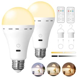 Rechargeable Light Bulbs with Remote Control, Smart Bulb E27 Cordless Battery Operated Light Bulb for Lamps,Dimmable/Timer