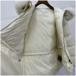 Schinteon Women 100% Real Fox Fur Collar White Duck Down Jacket with Hood Autumn Winter Warm Casual A-lined Warm Outwear Cape