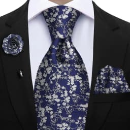 Peacock Blue Floral Print 2-Piece Tie & Pocket Square Set for Men Wedding Business Casual Stylish Accessories