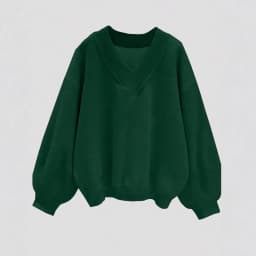 Women Fall V Neck Sweatshirt Loose Fit Long Sleeve Pullover Top Casual Solid Color Oversized Streetwear for Autumn Daily Wear