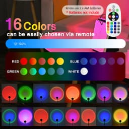 16 Colors Sunset Light USB LED Projection Desk Lamp Remote RGB Night Light Ambient Lighting for Photography Party Room Decor