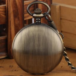 Bronze Automatic Mechanical Pocket Watch with Luminous Green Roman Numerals Dial 30cm Fob Chain Retro Pocket Timepiece Gift