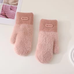 Imitation Mink Velvet Women Winter Keep Warm Double Layer Thickened Knitted Gloves Cute Lovely Sweety Soft Mittens