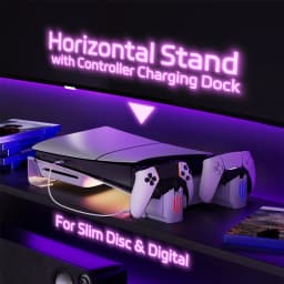 Tuodes Horizontal Cooling Stand With Controller Charger RGB Light Adjustable Fans Fast Charging Station For PS5 Pro/PS5 Slim