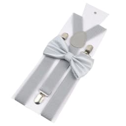 Adjustable Elastic Leather Suspenders Bowtie Set Men Women Baby Blue Braces Straps For Wedding Y-Back Shirt Accessories Gift
