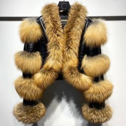 YOLOAgain Women's Natural Fox Fur Jacket Real Leather Cropped Jacket Streetwear