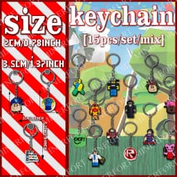 15Pcs Game Roblox Themed Keychain Creative Peripheral Cartoon Characters Soft Car for Hanging Bag Pendant Decoration Daily Gift