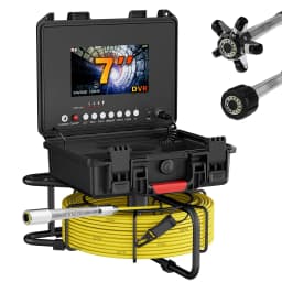 7 Inch Sewer Inspection Camera, 17MM Drain Piping Endoscope Camera IP68 Waterproof Industrial Sewer Camera with 12 LEDs 32GB DVR