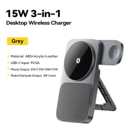 Essager 3-in-1 Portable Folding Wireless Charger Stand 15W Magnetic for iPhone 1716/15 AirPods Apple Watch MagSafe Fast Charging